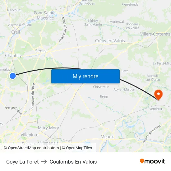 Coye-La-Foret to Coulombs-En-Valois map