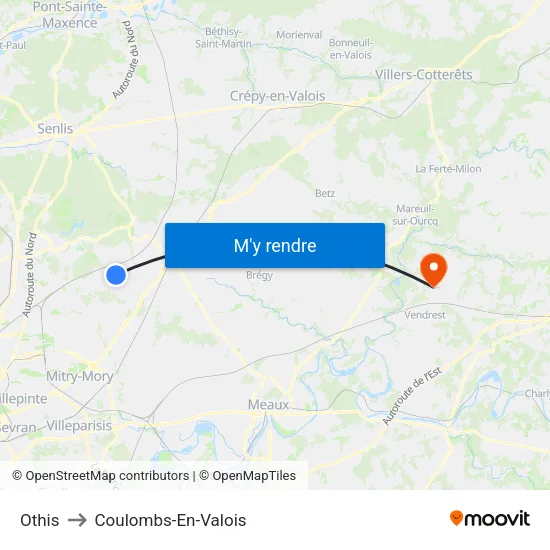 Othis to Coulombs-En-Valois map