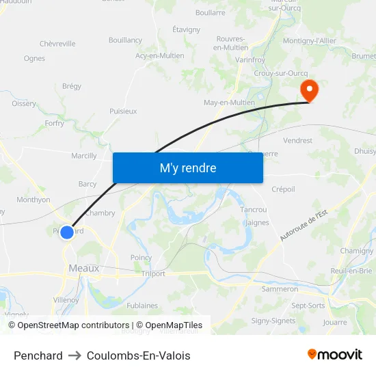Penchard to Coulombs-En-Valois map
