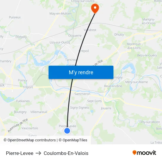 Pierre-Levee to Coulombs-En-Valois map