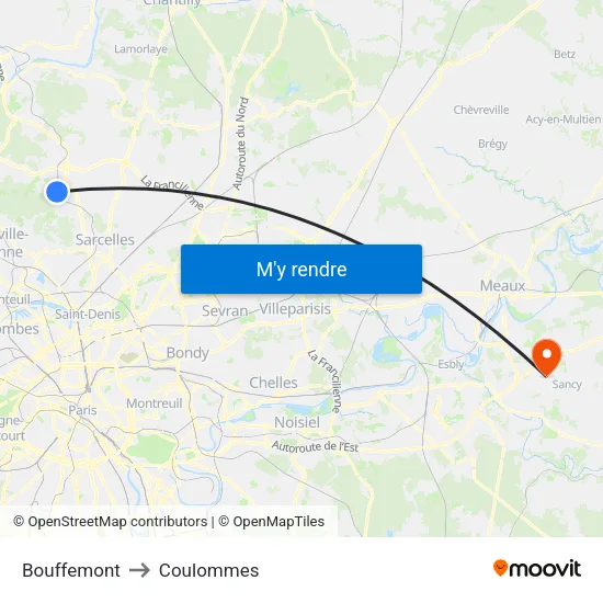 Bouffemont to Coulommes map