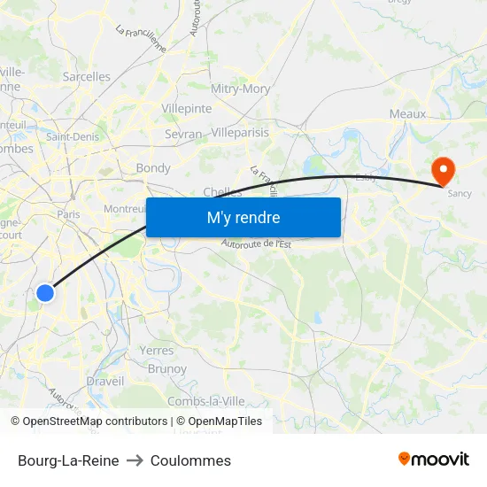 Bourg-La-Reine to Coulommes map