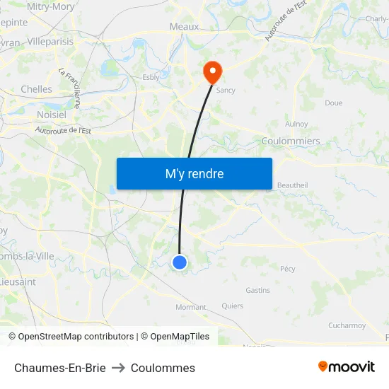 Chaumes-En-Brie to Coulommes map