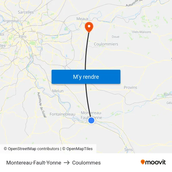 Montereau-Fault-Yonne to Coulommes map