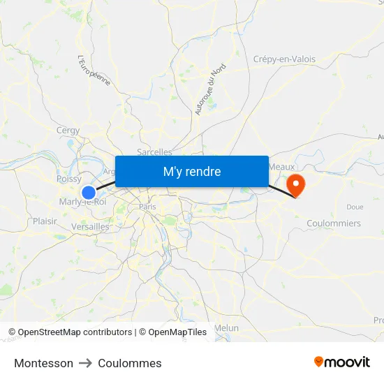 Montesson to Coulommes map