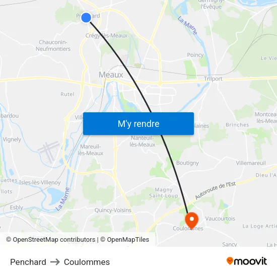 Penchard to Coulommes map