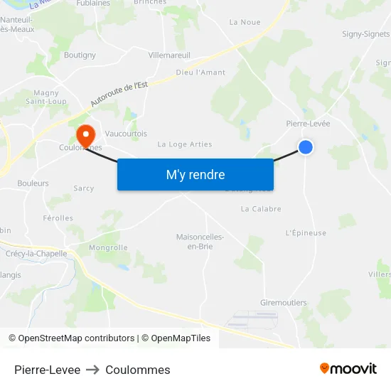 Pierre-Levee to Coulommes map