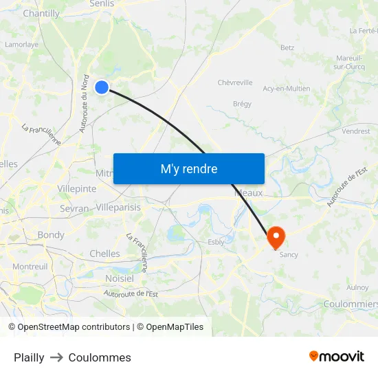 Plailly to Coulommes map