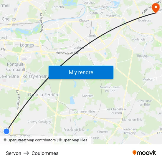 Servon to Coulommes map