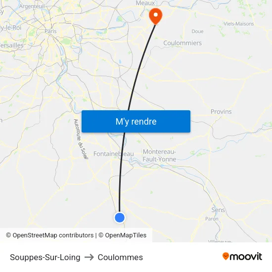 Souppes-Sur-Loing to Coulommes map