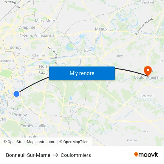 Bonneuil-Sur-Marne to Coulommiers map