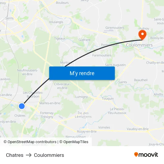 Chatres to Coulommiers map