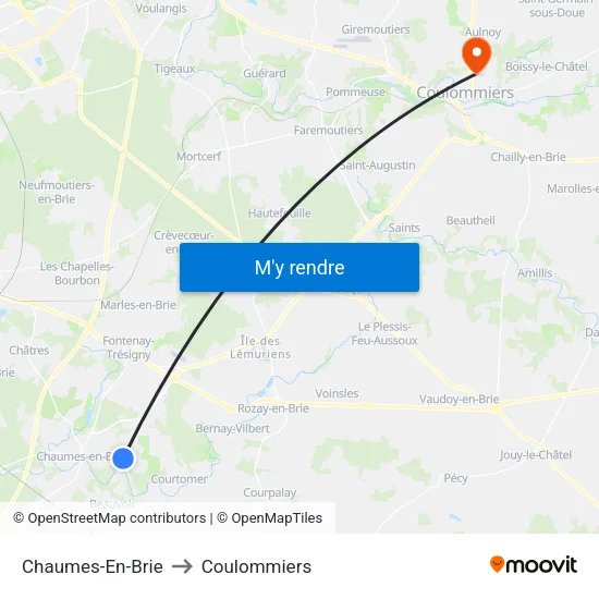 Chaumes-En-Brie to Coulommiers map