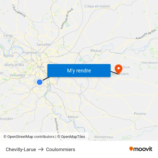 Chevilly-Larue to Coulommiers map