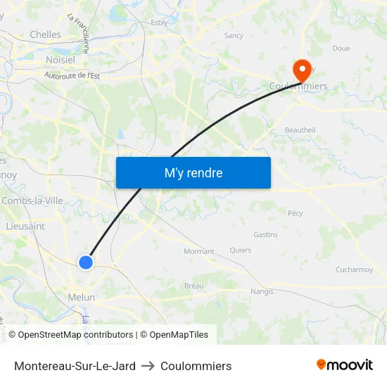 Montereau-Sur-Le-Jard to Coulommiers map