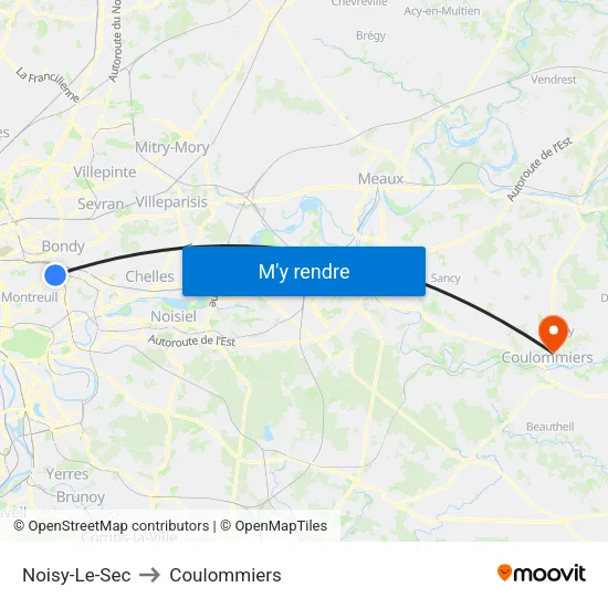 Noisy-Le-Sec to Coulommiers map