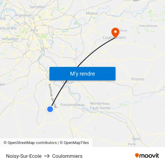 Noisy-Sur-Ecole to Coulommiers map