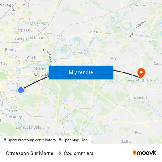 Ormesson-Sur-Marne to Coulommiers map