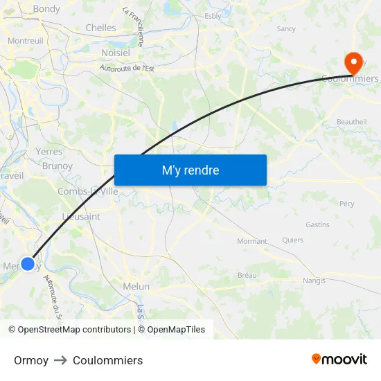 Ormoy to Coulommiers map