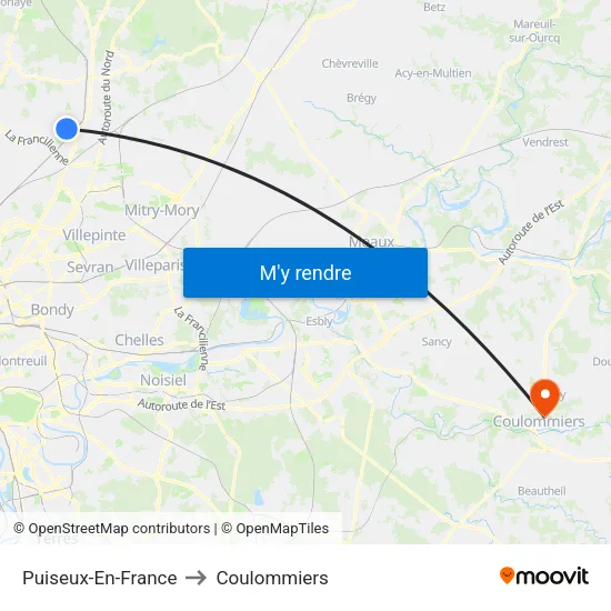 Puiseux-En-France to Coulommiers map