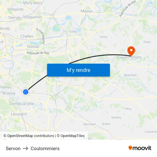 Servon to Coulommiers map