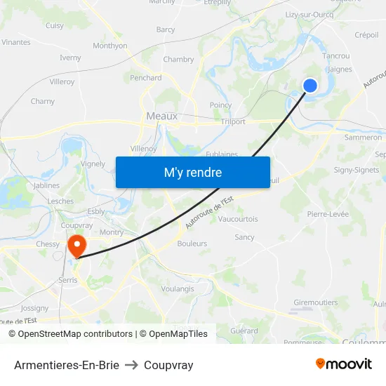 Armentieres-En-Brie to Coupvray map