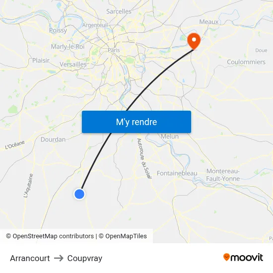 Arrancourt to Coupvray map