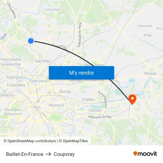 Baillet-En-France to Coupvray map