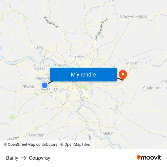 Bailly to Coupvray map