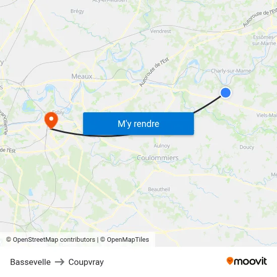Bassevelle to Coupvray map