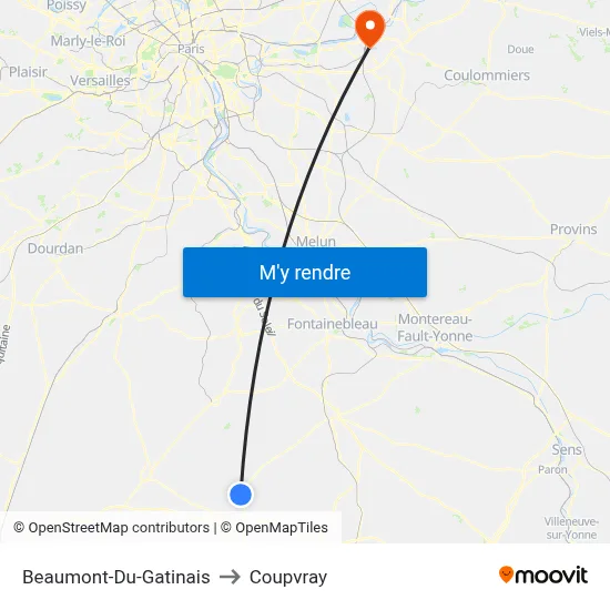 Beaumont-Du-Gatinais to Coupvray map