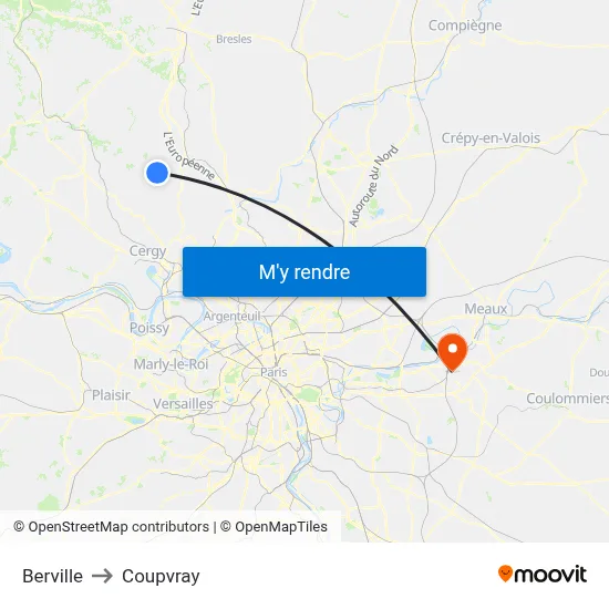Berville to Coupvray map