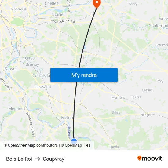 Bois-Le-Roi to Coupvray map