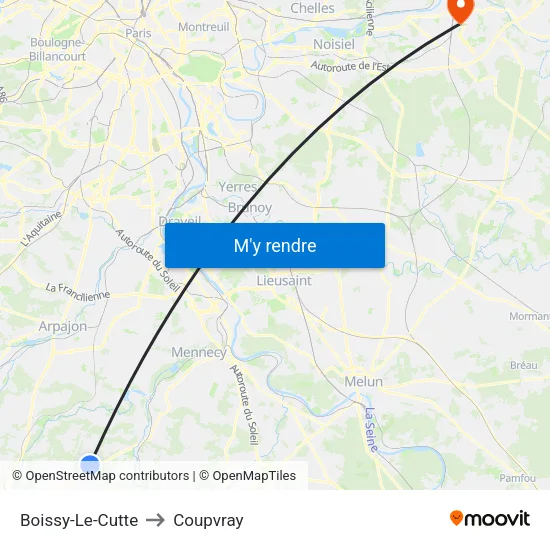 Boissy-Le-Cutte to Coupvray map