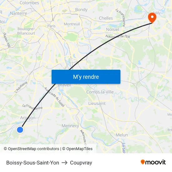 Boissy-Sous-Saint-Yon to Coupvray map