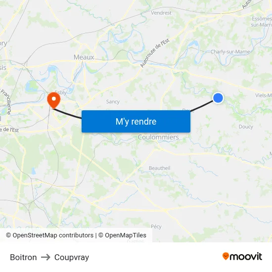 Boitron to Coupvray map