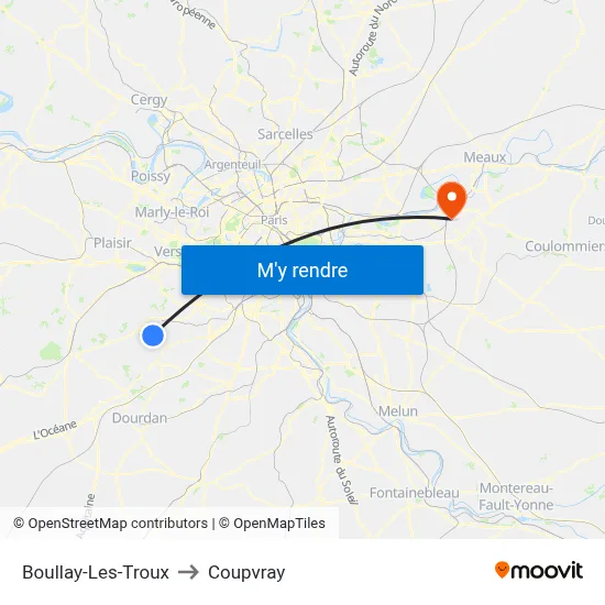Boullay-Les-Troux to Coupvray map