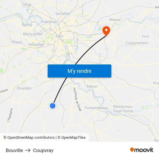 Bouville to Coupvray map