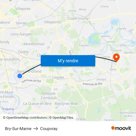 Bry-Sur-Marne to Coupvray map