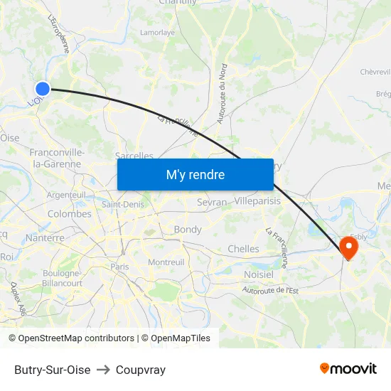 Butry-Sur-Oise to Coupvray map