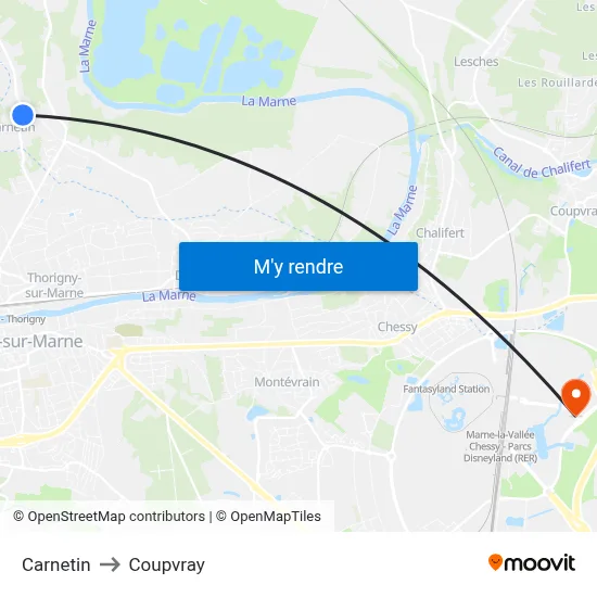 Carnetin to Coupvray map