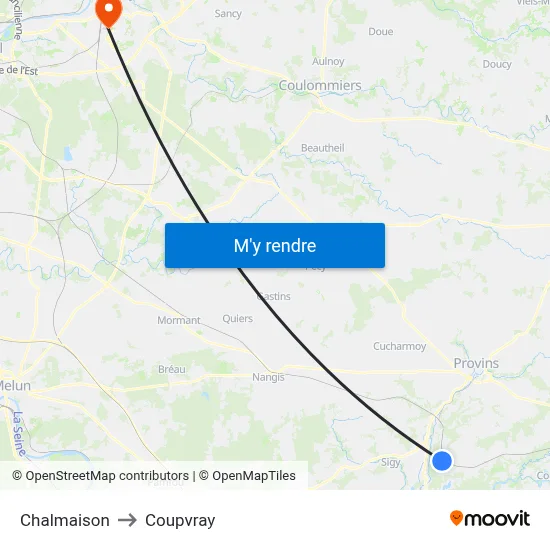 Chalmaison to Coupvray map