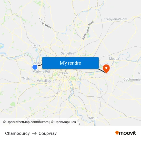 Chambourcy to Coupvray map