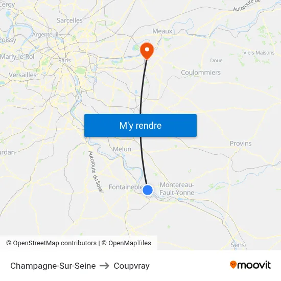 Champagne-Sur-Seine to Coupvray map