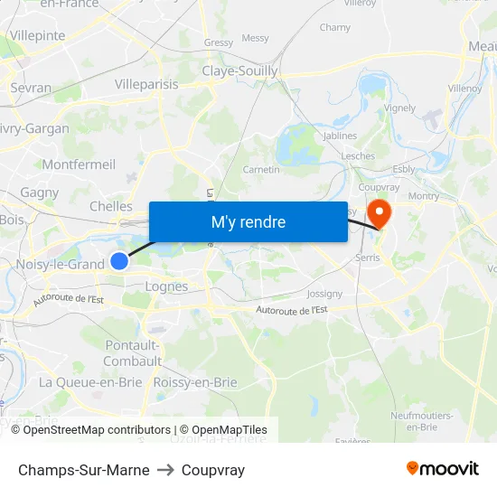 Champs-Sur-Marne to Coupvray map