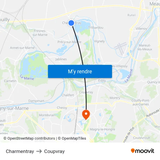 Charmentray to Coupvray map