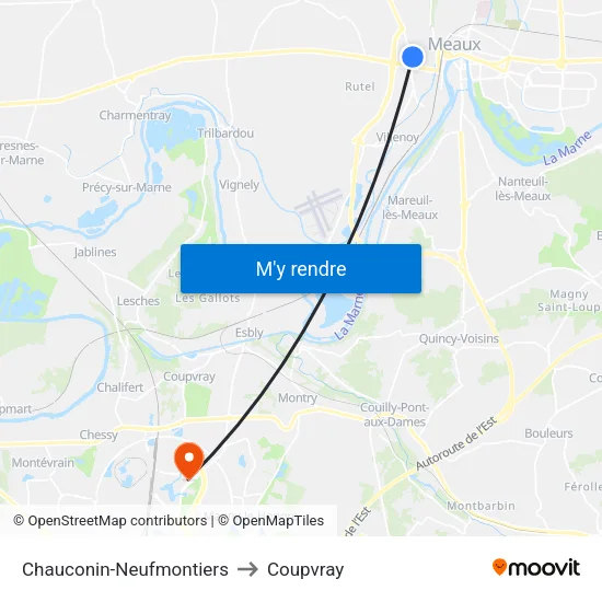 Chauconin-Neufmontiers to Coupvray map