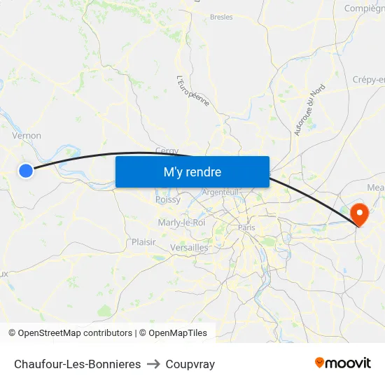 Chaufour-Les-Bonnieres to Coupvray map