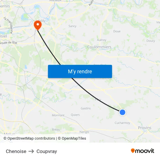 Chenoise to Coupvray map