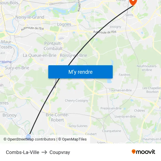 Combs-La-Ville to Coupvray map
